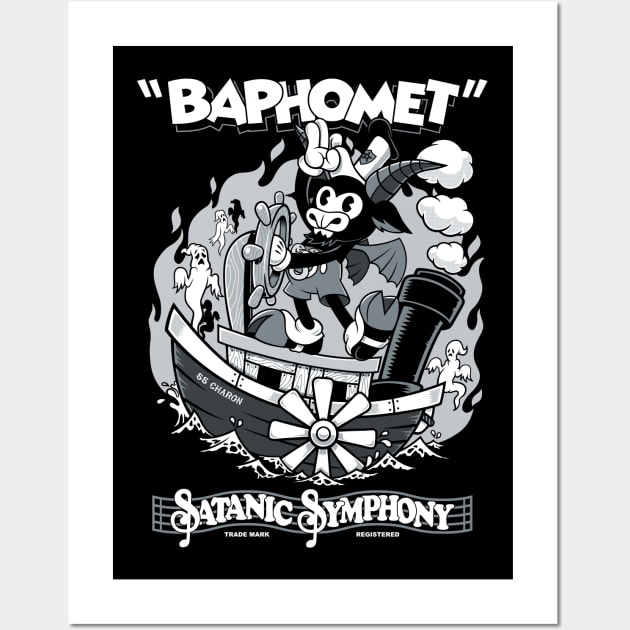 Vintage Cartoon Baphomet - Steamboat Baphy - Occult - Satanic Symphony Wall Art by Nemons